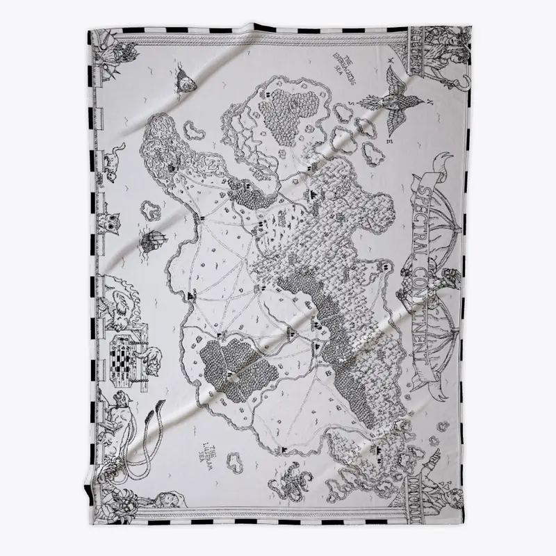 B&W Spectral Continent Map Blanket